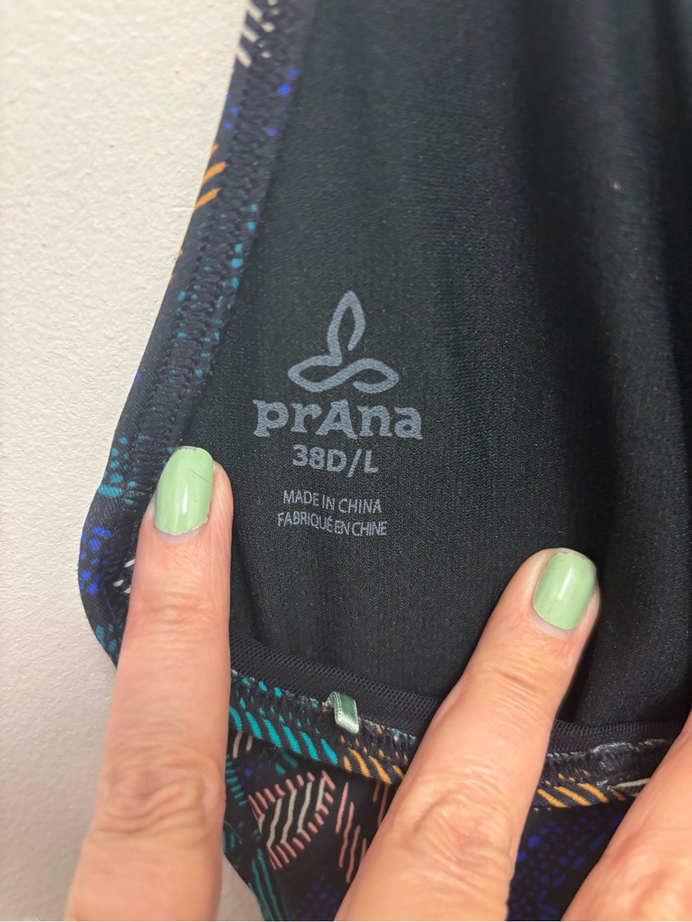 Prana One Piece Swimsuit Color Navy Blue Multi Pattern. Size Large (38D). - Picture 6 of 7